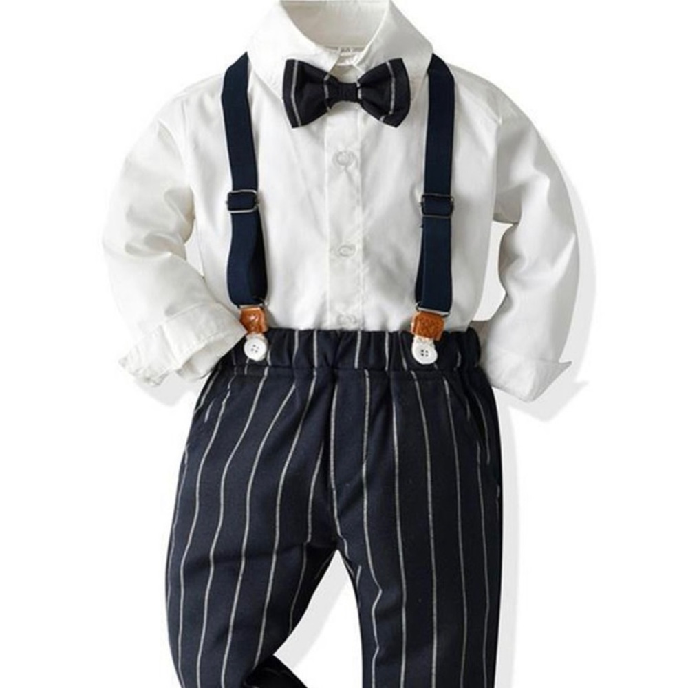 Boutique Boys Pinstripe Bow Tie Suit Set